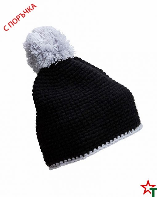 Black-Grey Зимна шапка Pompon