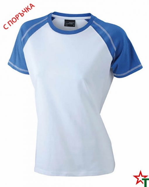 White-Royal Blue Дамска тениска Lady D Reglan