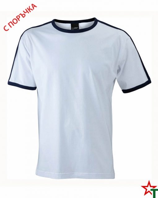 White-Deep Navy Мъжка тениска Double Flag
