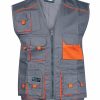 Gray - Orange Работен елек Vest Pockets