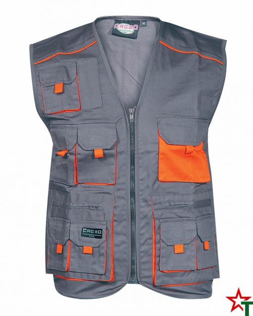 Gray - Orange Работен елек Vest Pockets