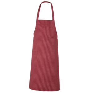 Престилка с нагръдник CHEFS S839 RED - бордо райе