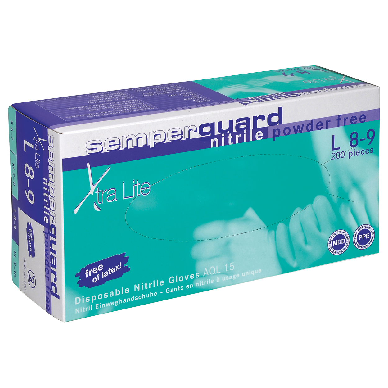 Еднократни ръкавици от нитрил SEMPERGUARD NITRIL XTRALITE - XL - 180 бр. - XL