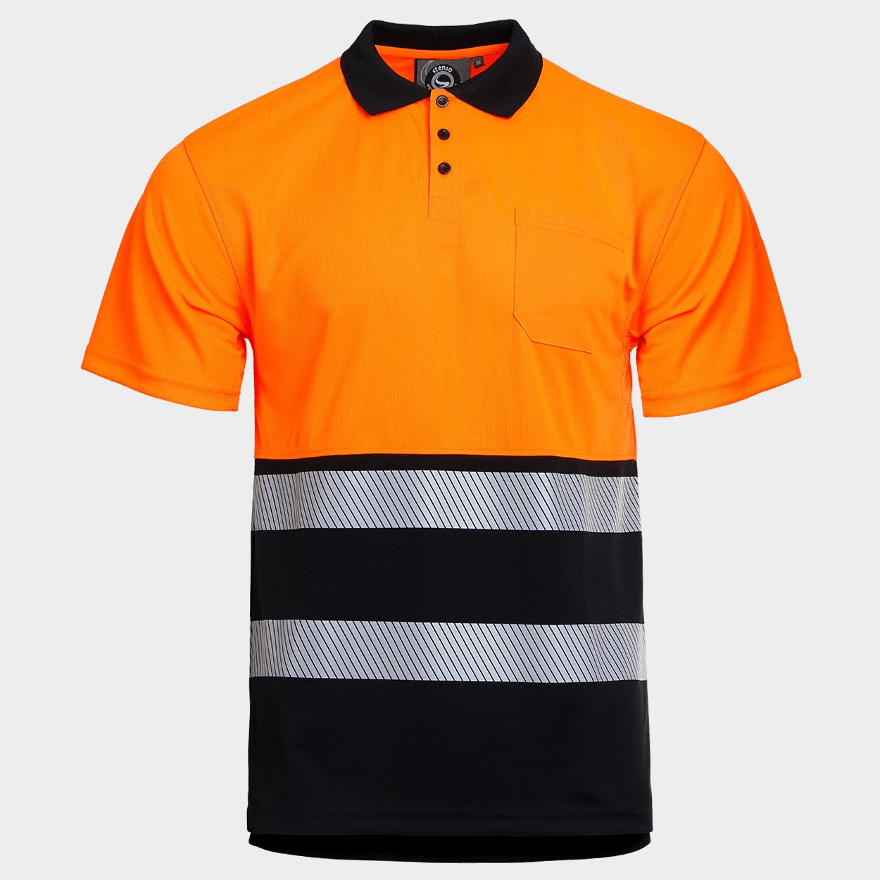 Сигнална тениска с яка PRISMA HV ORANGE/BLACK