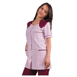 Дамска работна туника X10 BORDEAUX STRIPE
