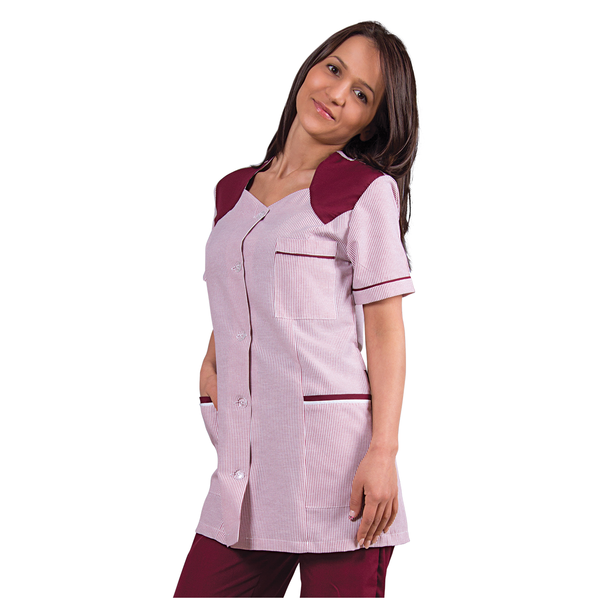 Дамска работна туника X10 BORDEAUX STRIPE