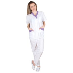 Медицински туника с панталон M33 WHITE/PURPLE